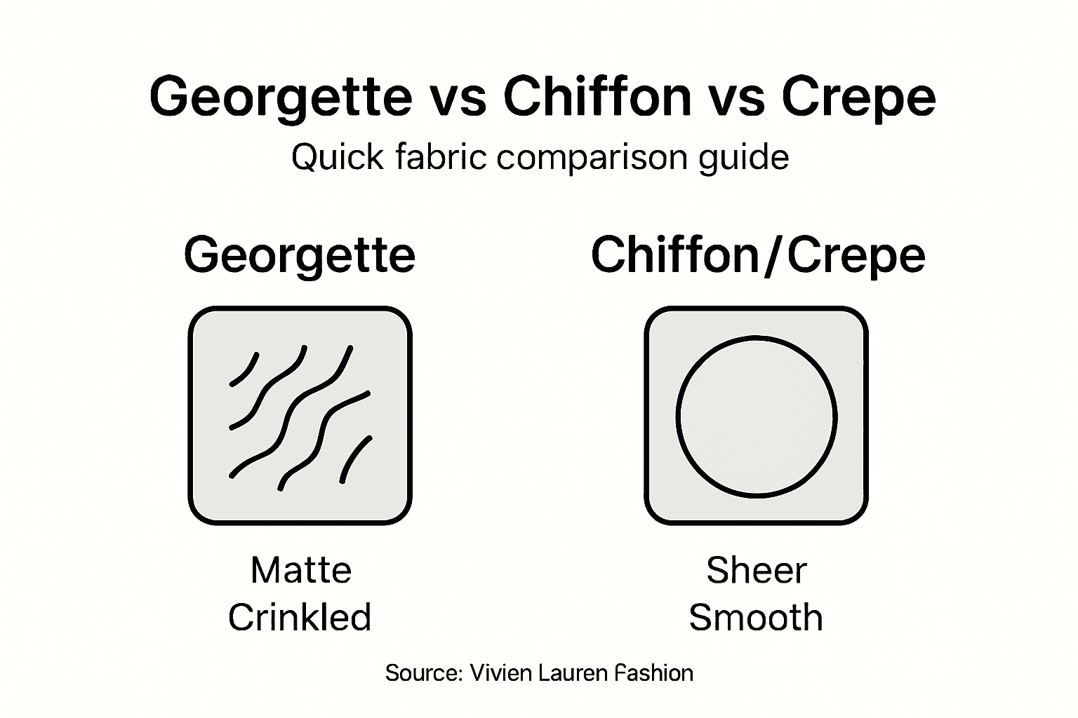 Infographic comparing georgette, chiffon, crepe