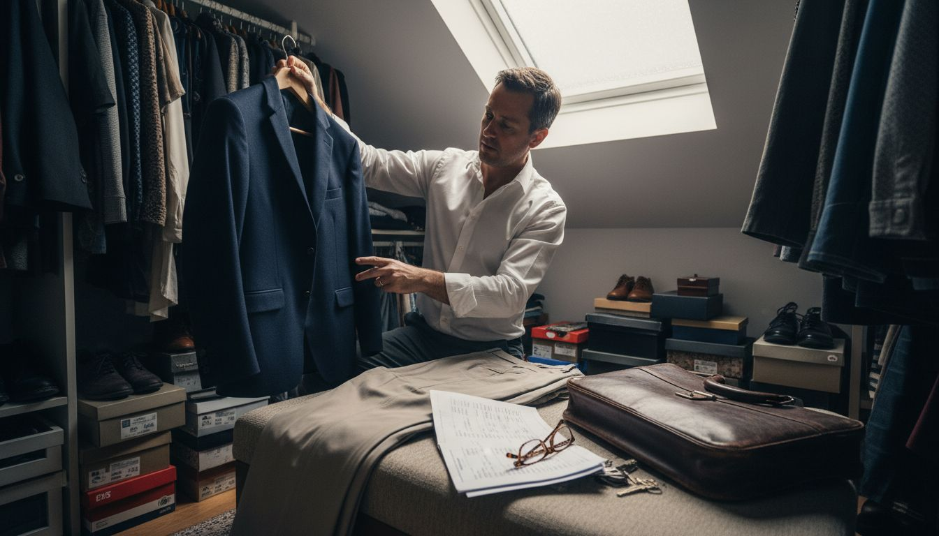 Man selecting versatile wardrobe pieces