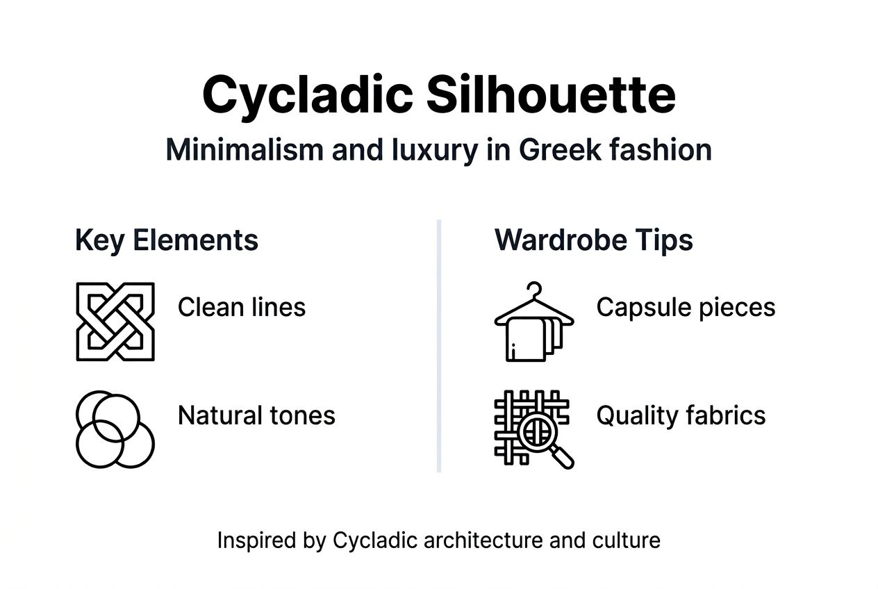 Infographic Cycladic minimalist luxury fashion tips