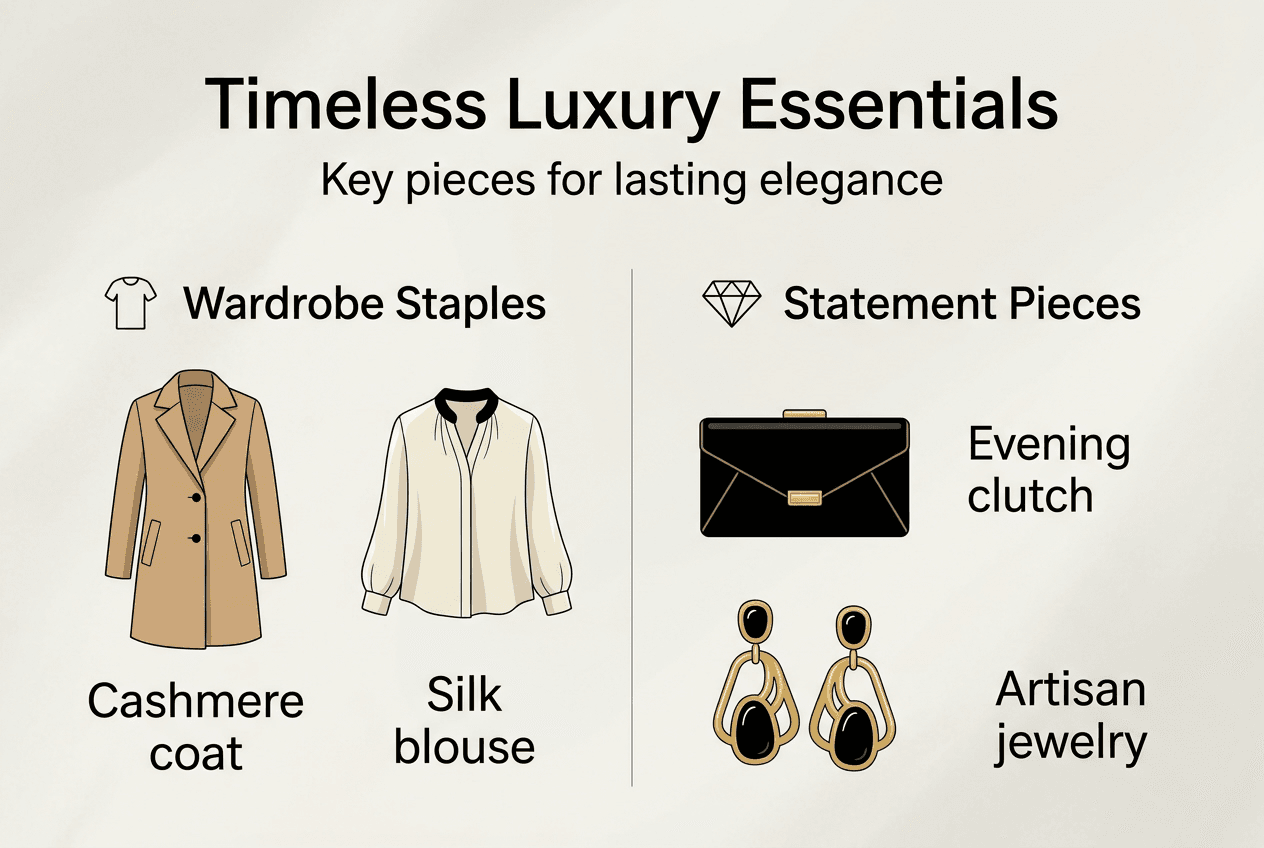Infographic visualizing luxury wardrobe essentials