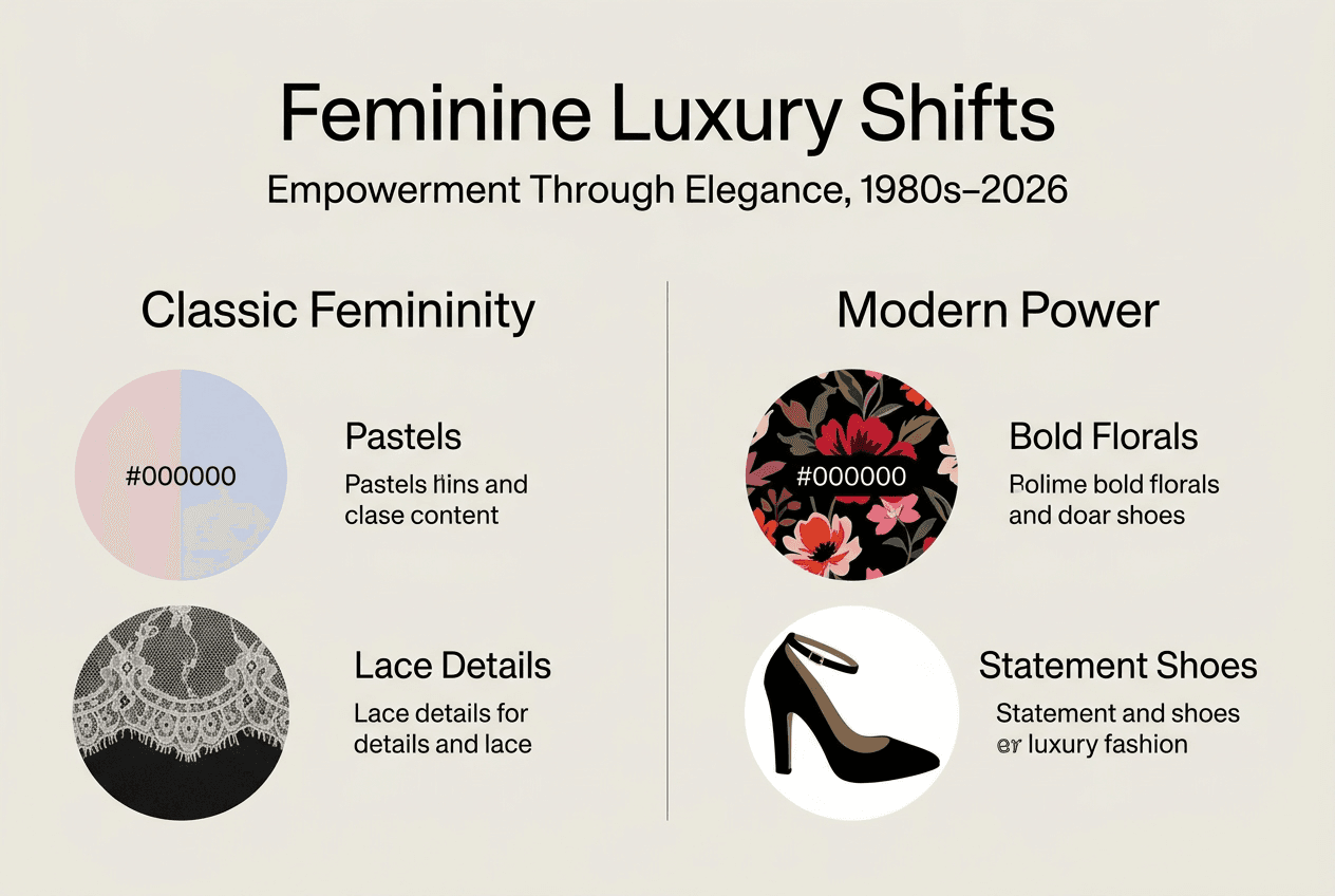 Infographic showing shifts in feminine luxury fashion