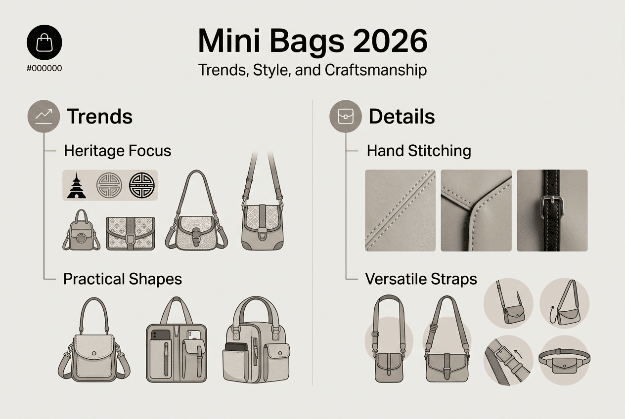 Infographic comparing mini bag trends and details