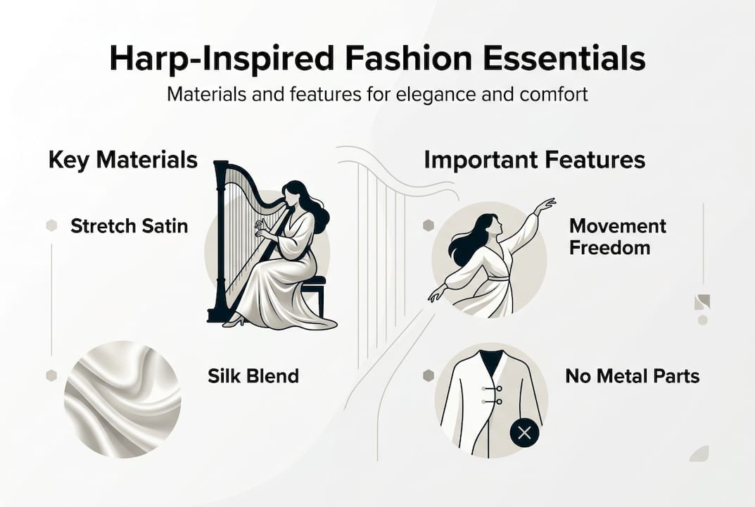 Infographic listing key features of harp fashion