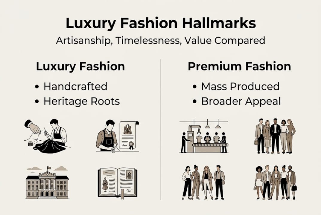 Infographic comparing luxury and premium fashion