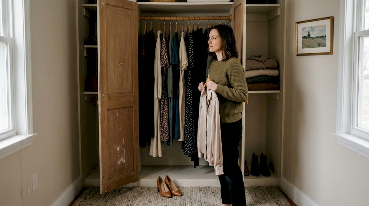 Woman selects timeless luxury apparel