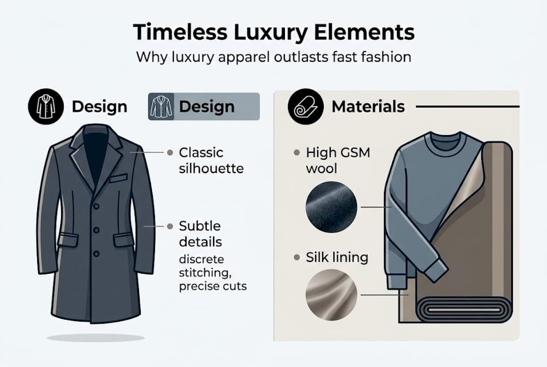 Infographic on luxury apparel quality features