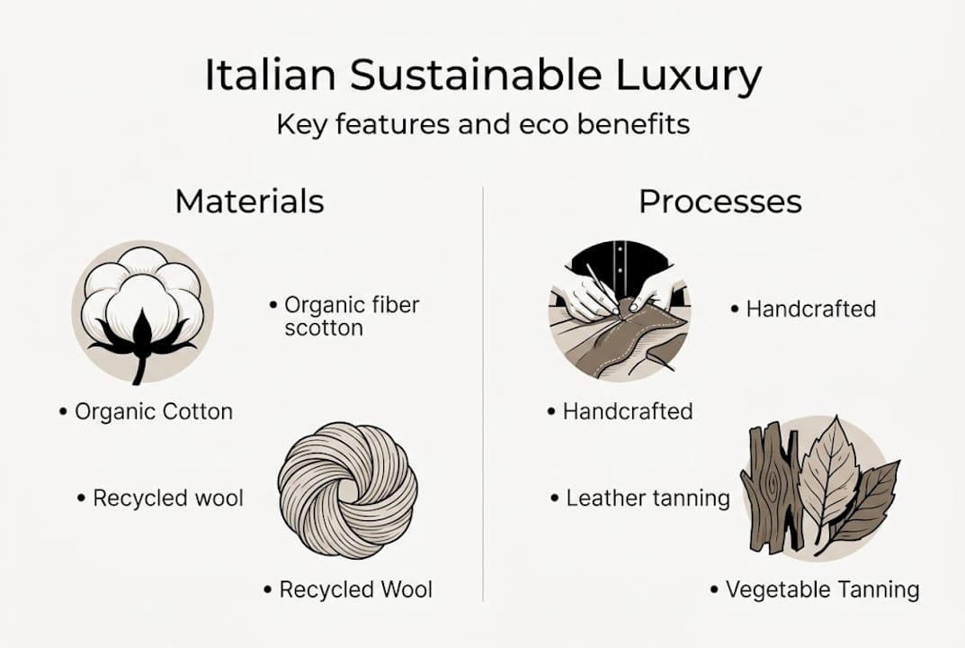 Infographic showing Italian luxury sustainability basics