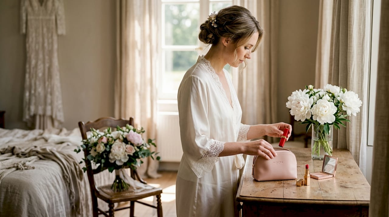 Bride packs essentials into bridal mini bag