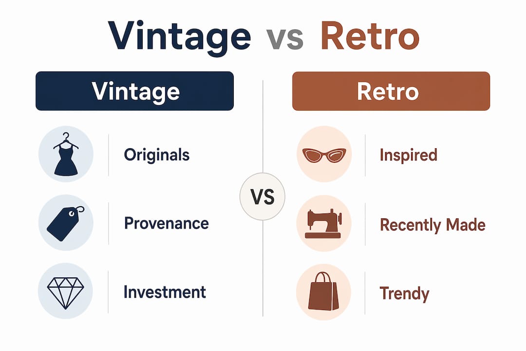 Infographic comparing vintage and retro fashion