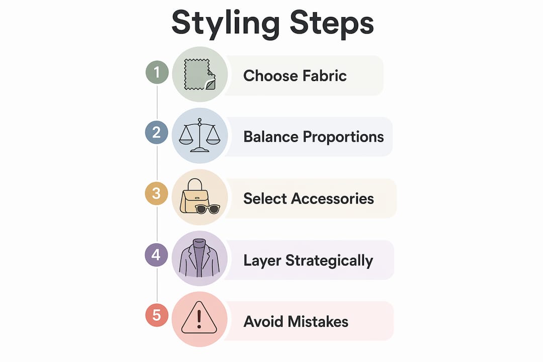 Infographic showing five key steps to style high neck sleeveless tops