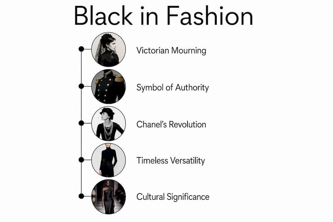 Infographic illustrating stages in black fashion symbolism