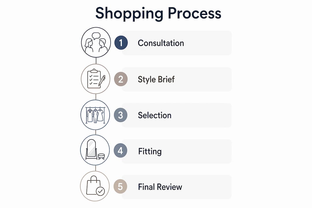 Infographic detailing personal shopping steps