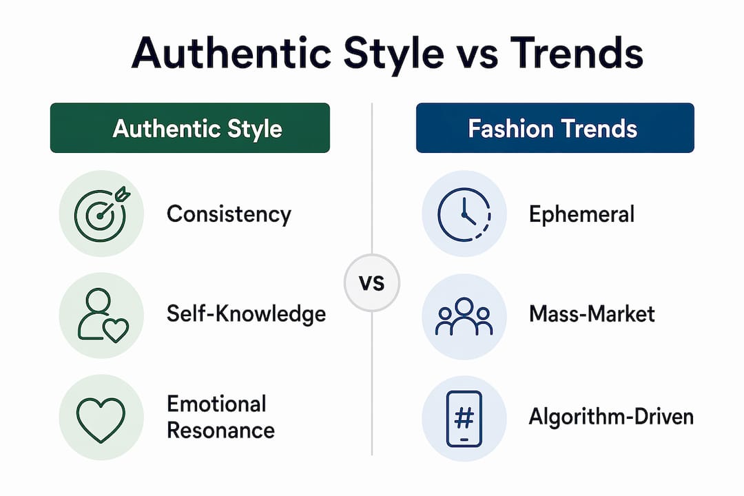 Infographic comparing authentic style and fashion trends