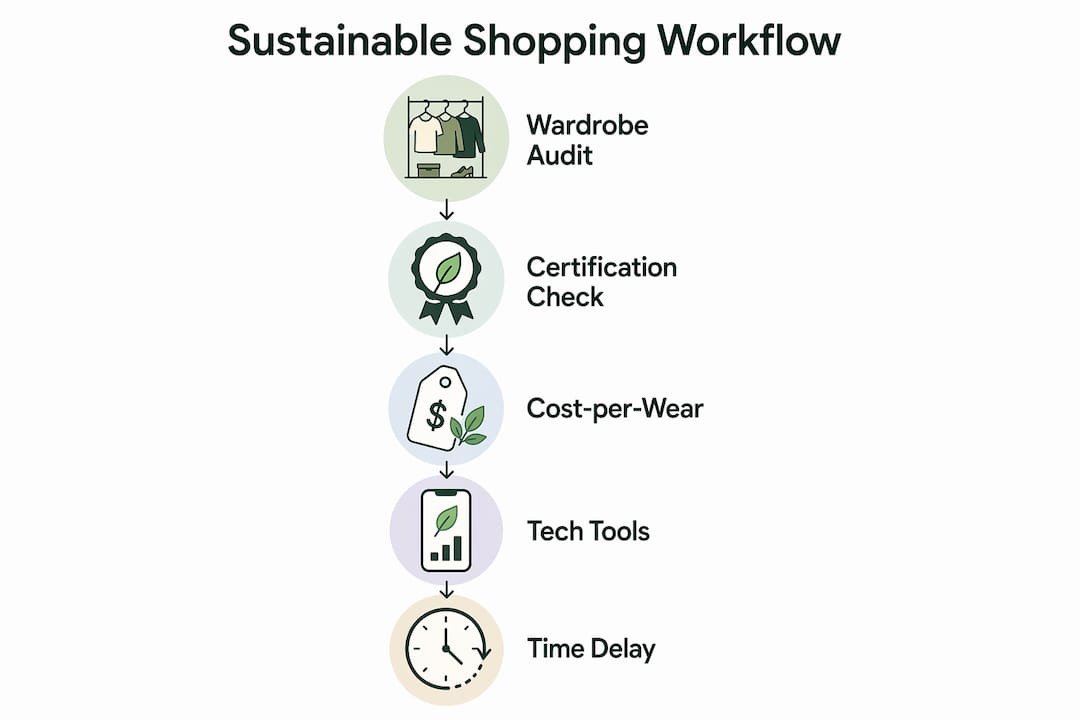 Infographic of sustainable shopping workflow steps