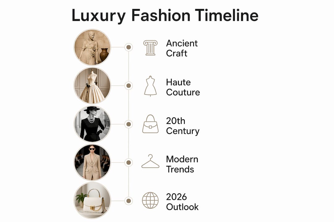 Infographic showing luxury fashion timeline evolution