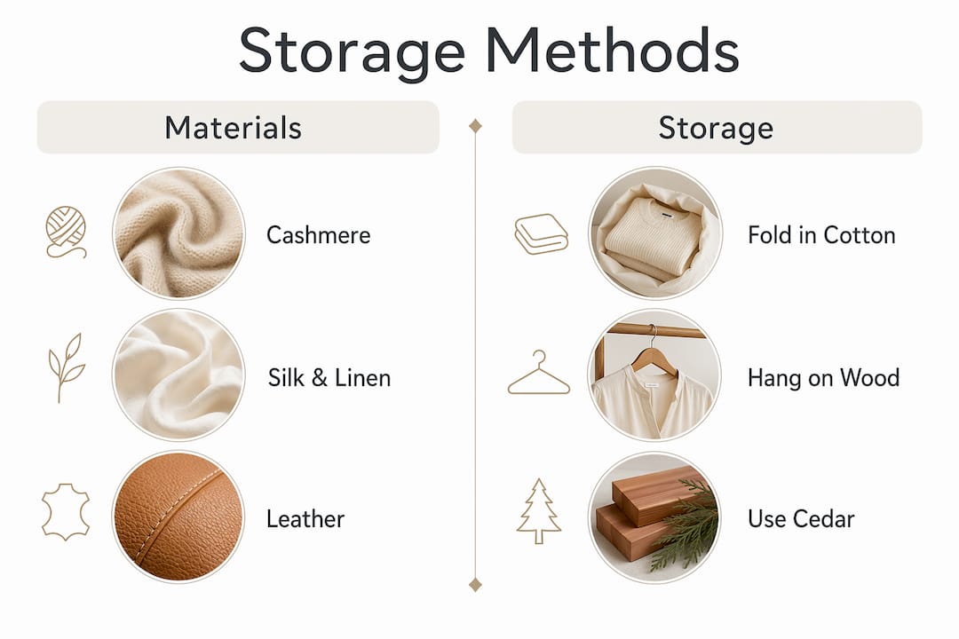 Infographic comparing storage methods by material