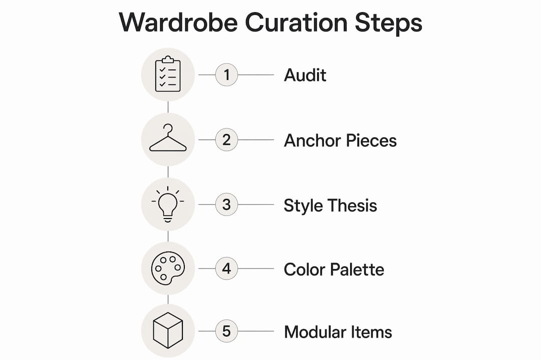 Infographic illustrating steps of wardrobe curation