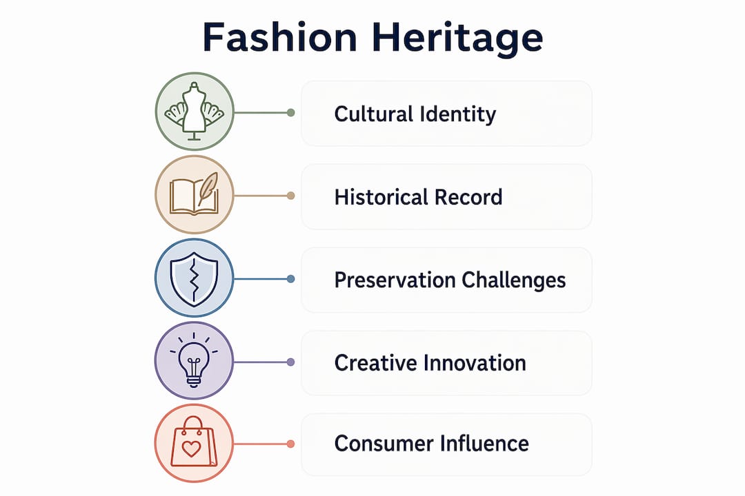 Infographic showing key steps of fashion heritage overview