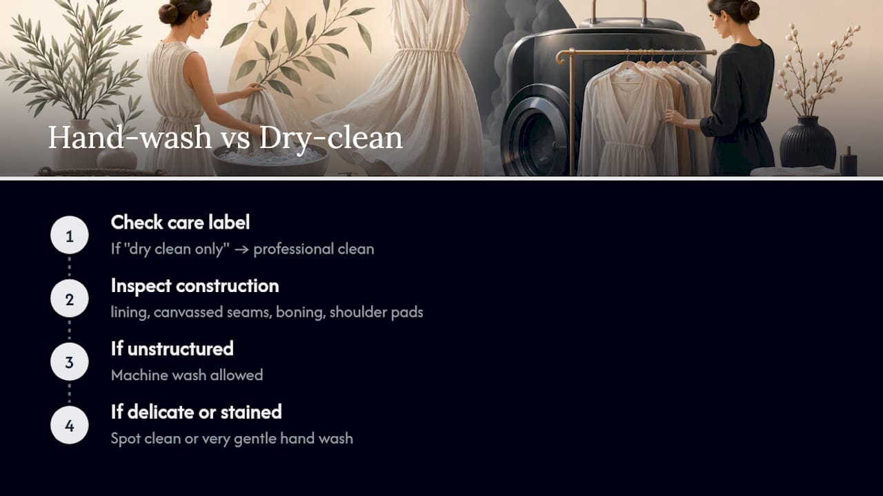 Decision guide for washing lined linen dresses