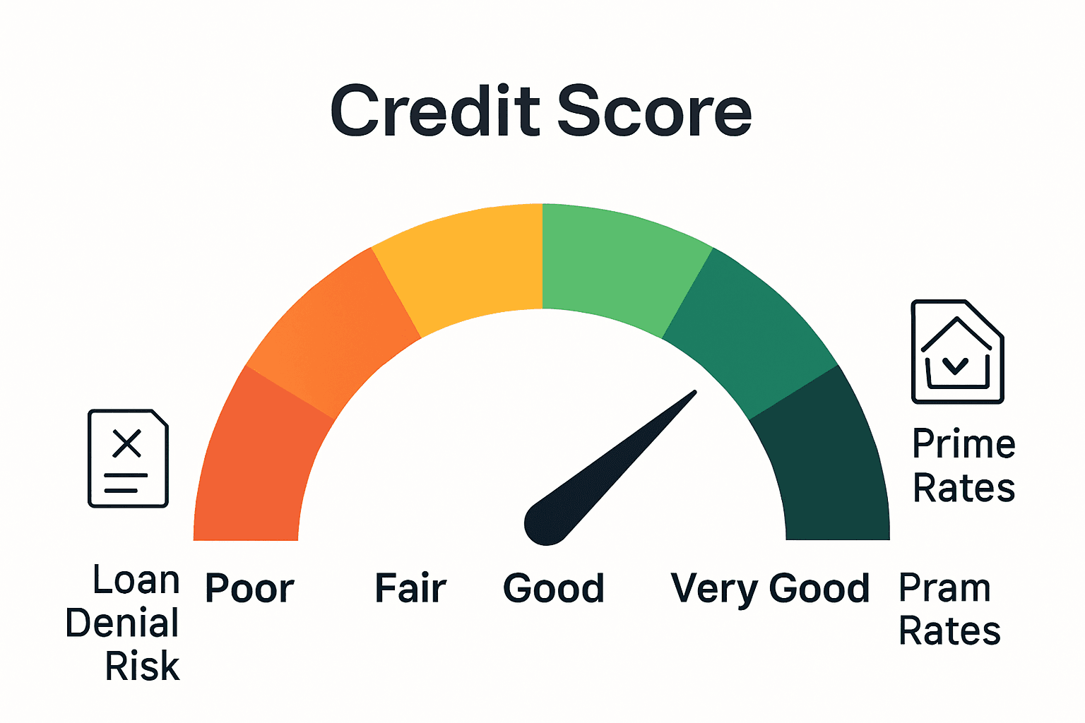 Infographic showing credit score ranges and mortgage impact