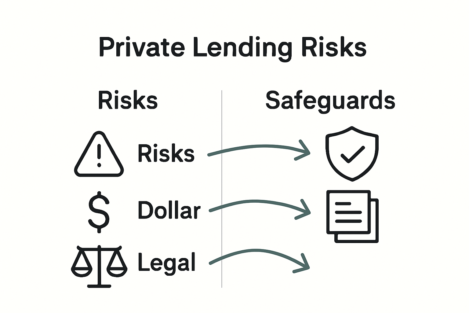Infographic comparing private lending risks and safeguards