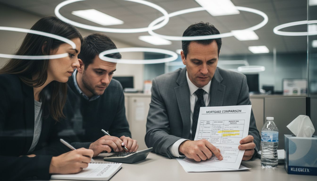 Advisor explains mortgage loan types in bank