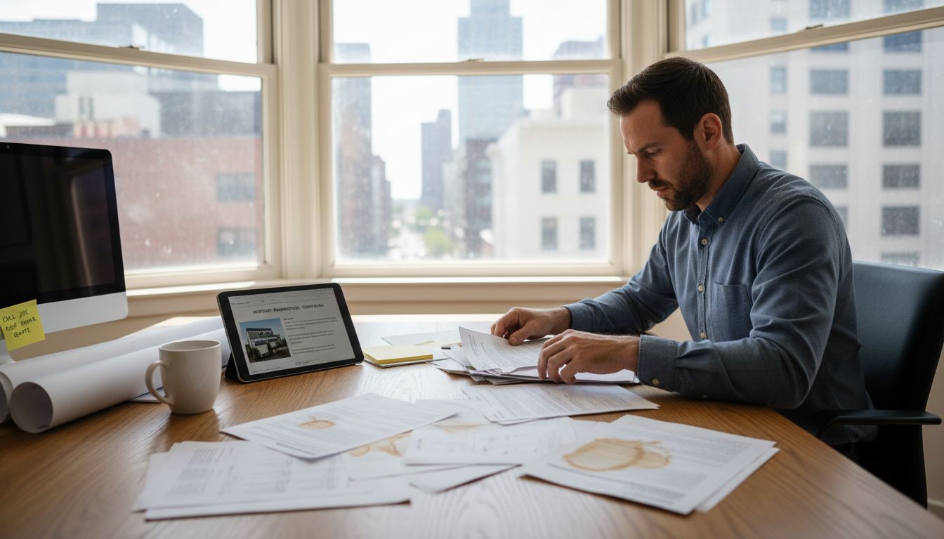 Property manager reviews mortgage paperwork