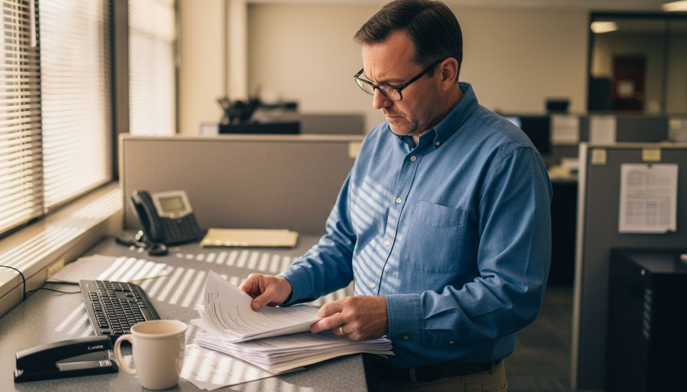Advisor checking mortgage application documents