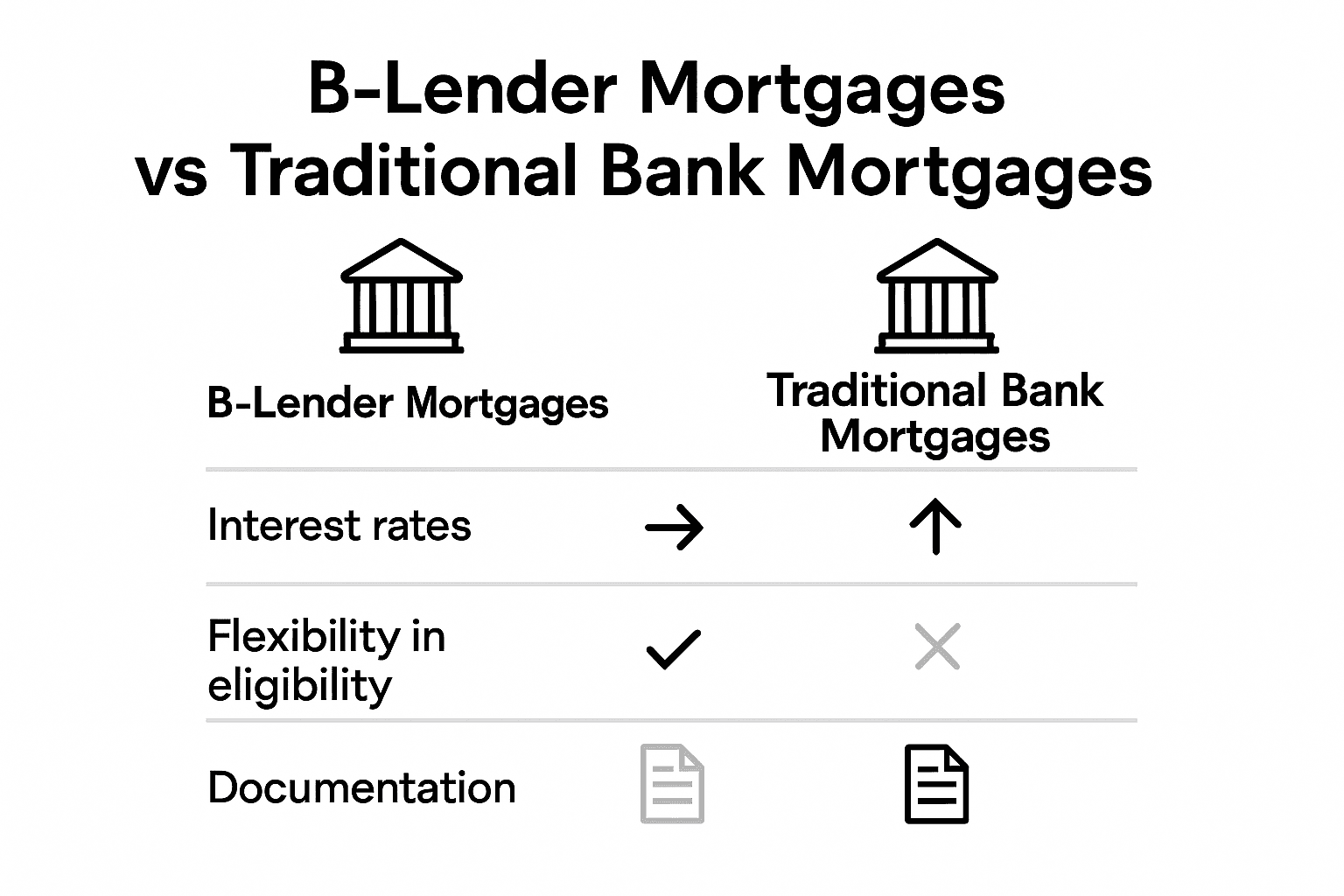 Infographic comparing B-Lender and bank mortgages