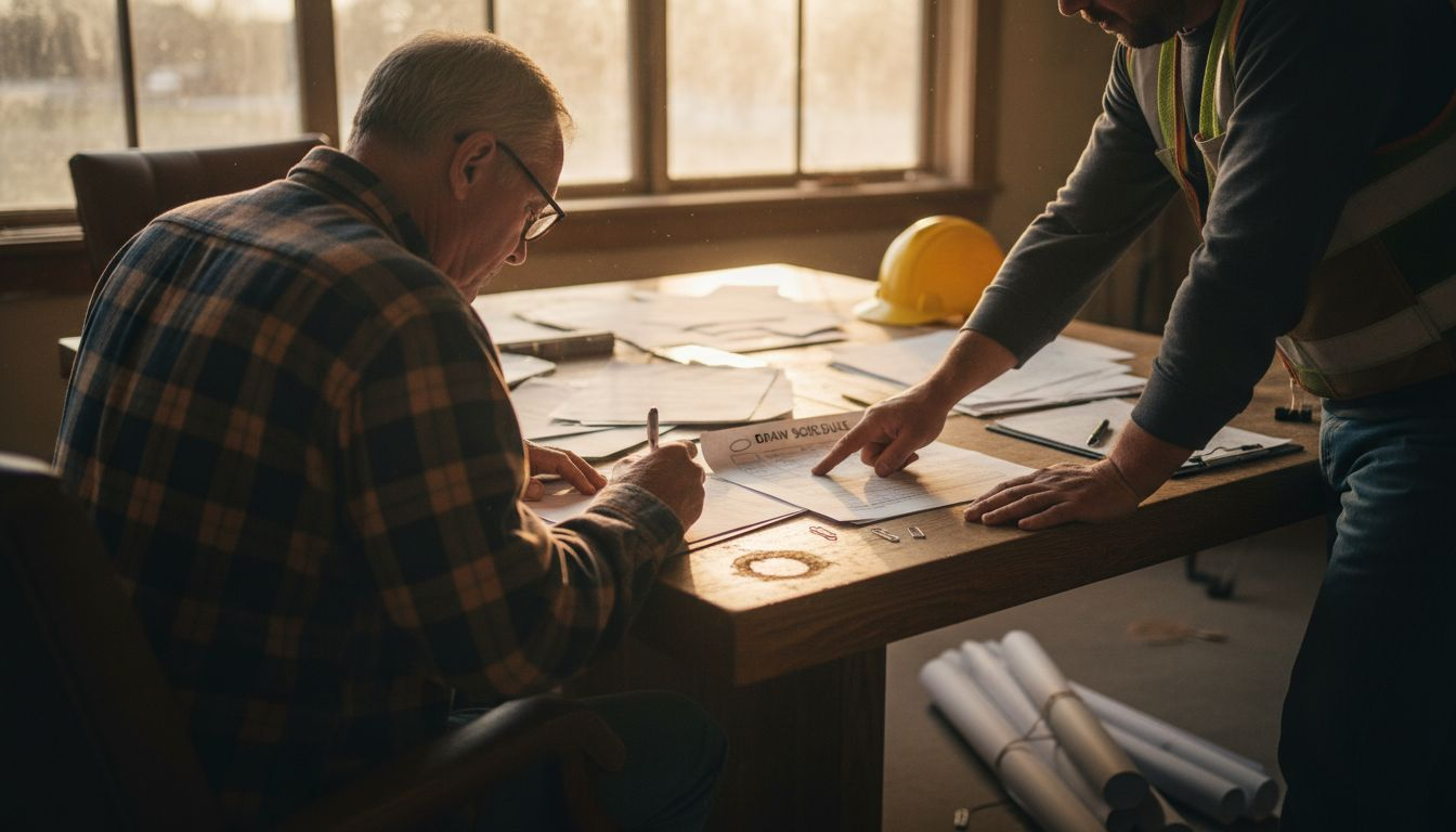 Homeowner signs builder contract paperwork