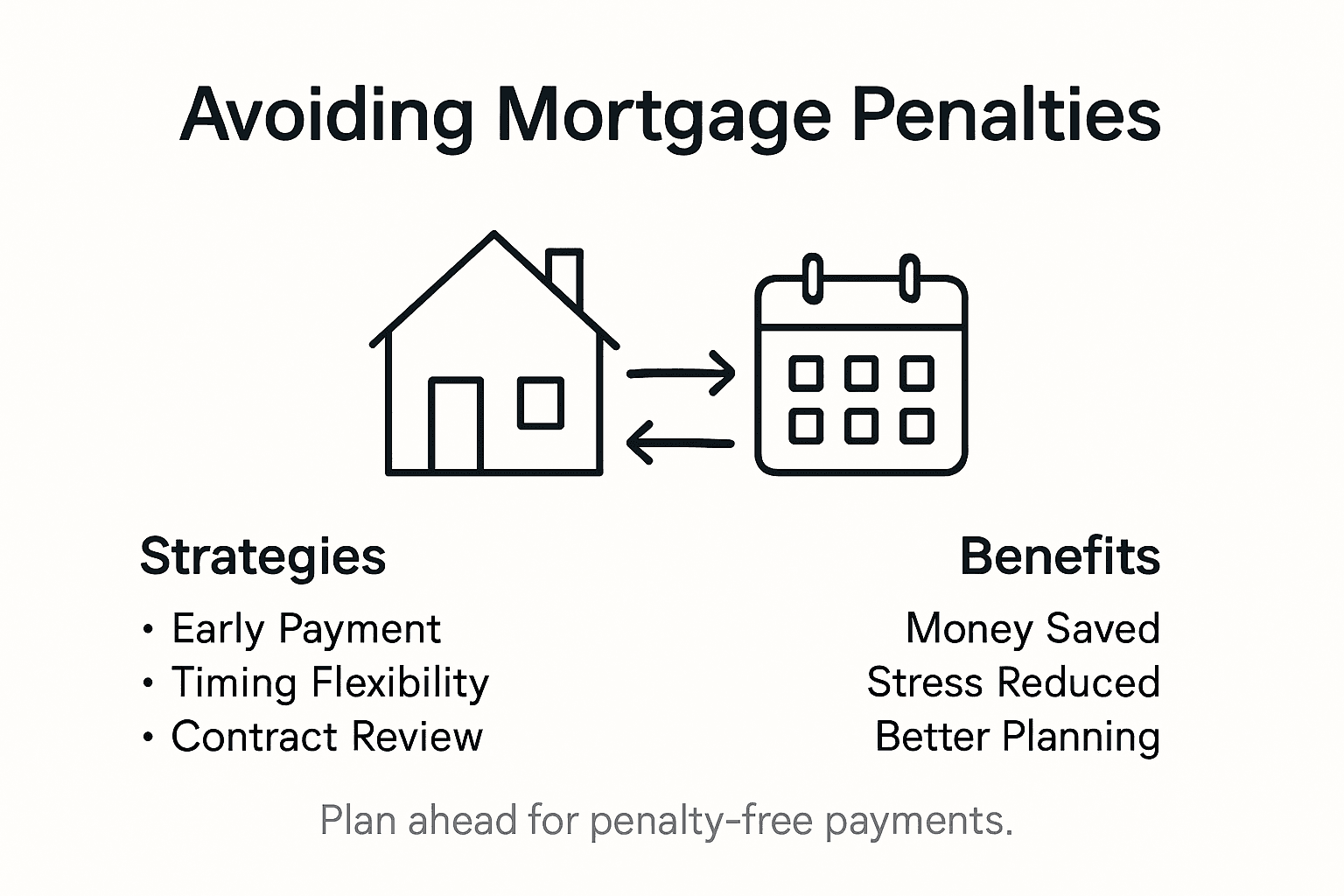 Infographic showing strategies homebuyers use to avoid mortgage penalties