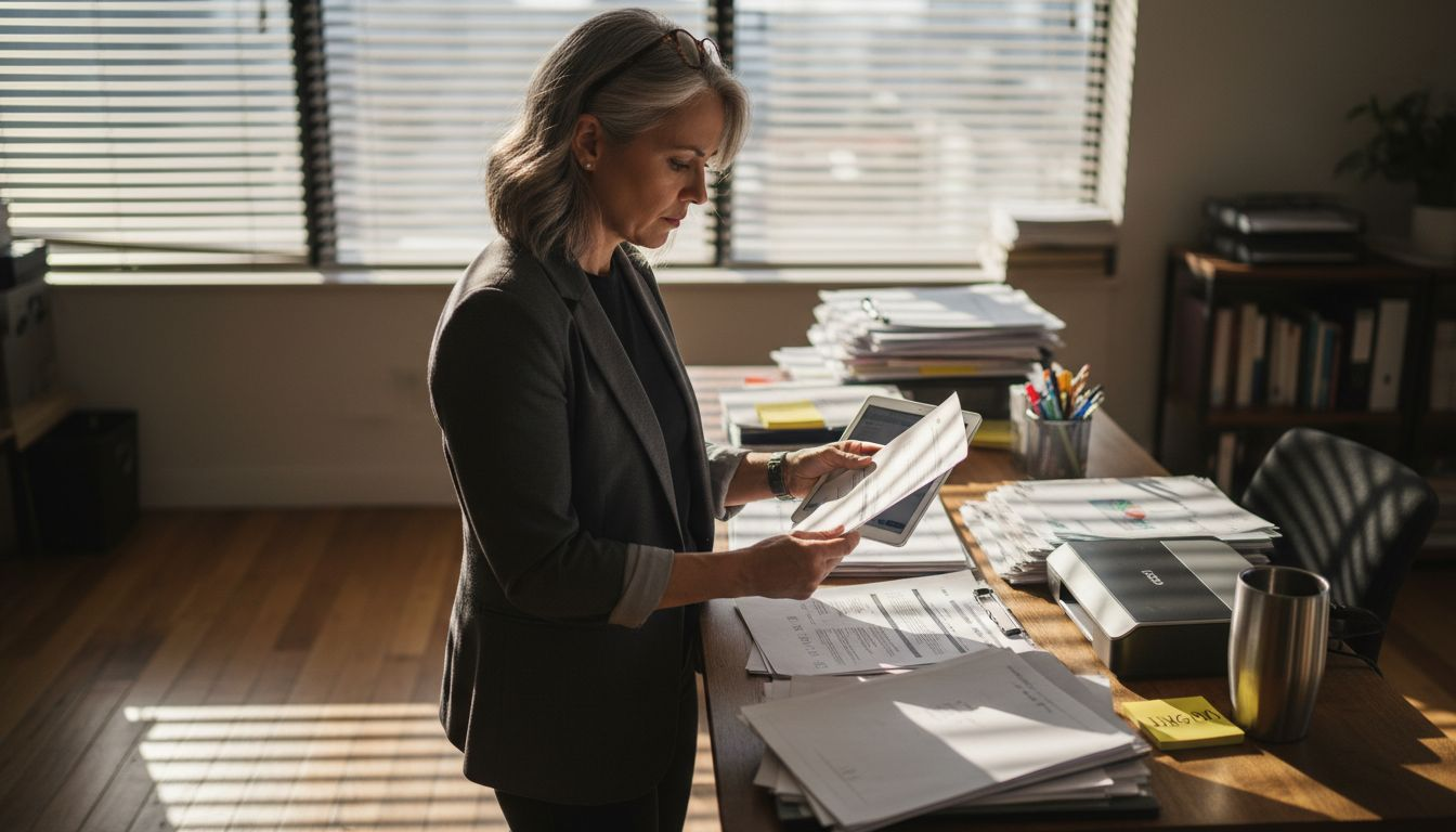 Business owner preparing loan documents