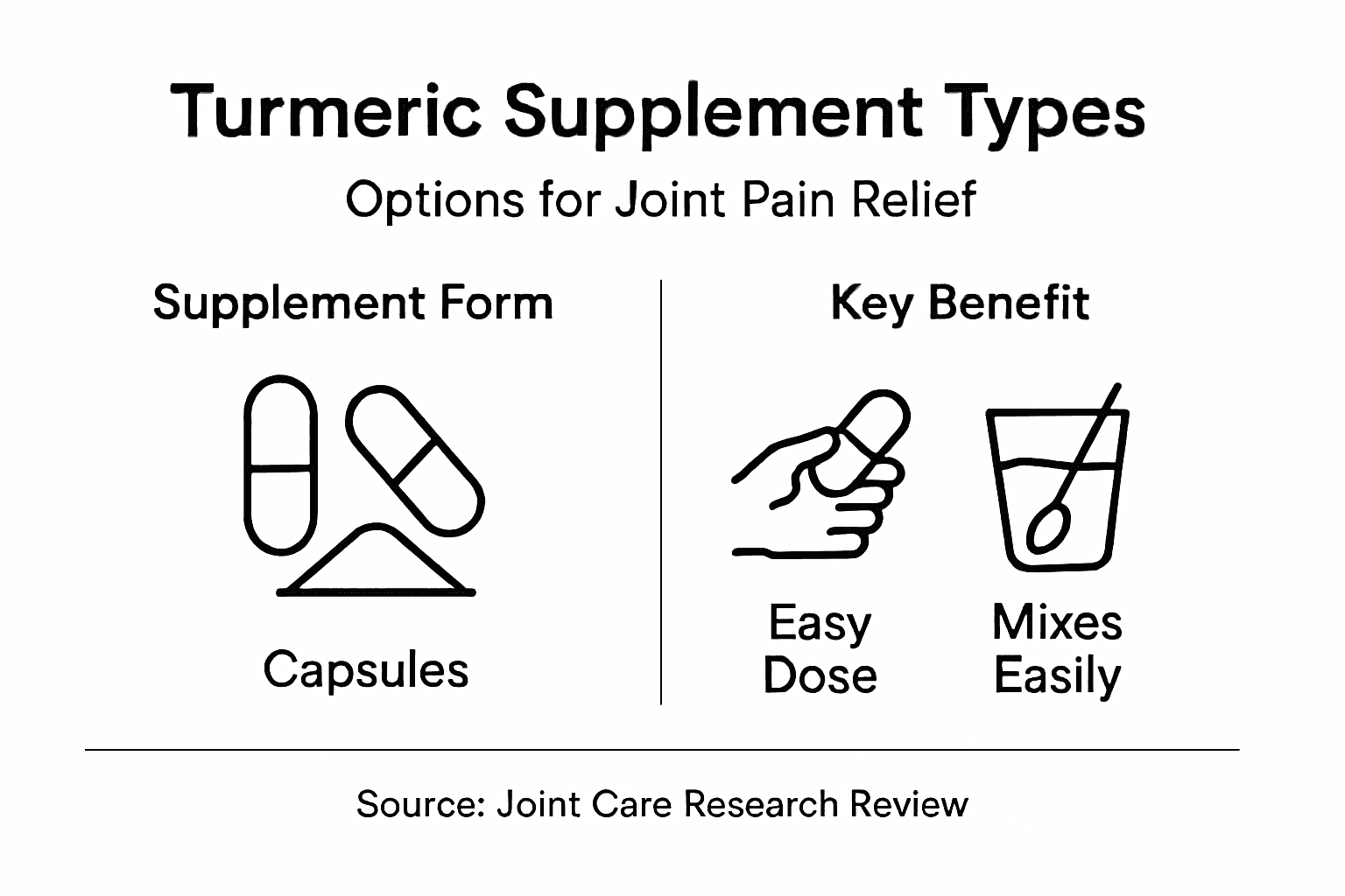 Infographic showing types of turmeric supplements