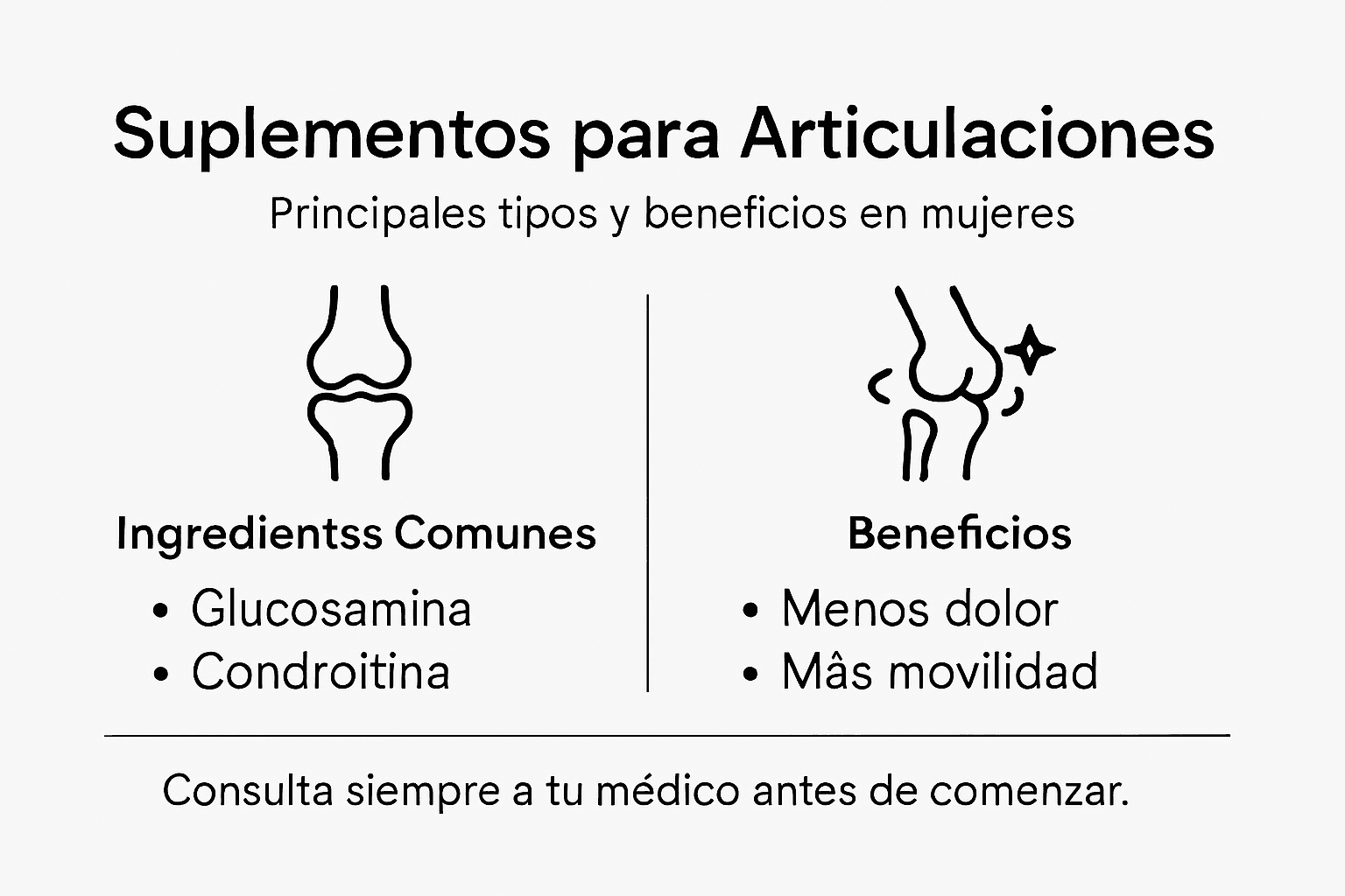 Guía visual sobre los diferentes suplementos para el cuidado de las articulaciones