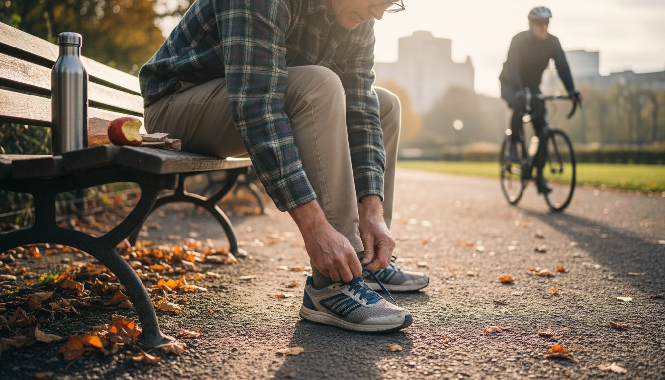 Older man preparing for walk joint health