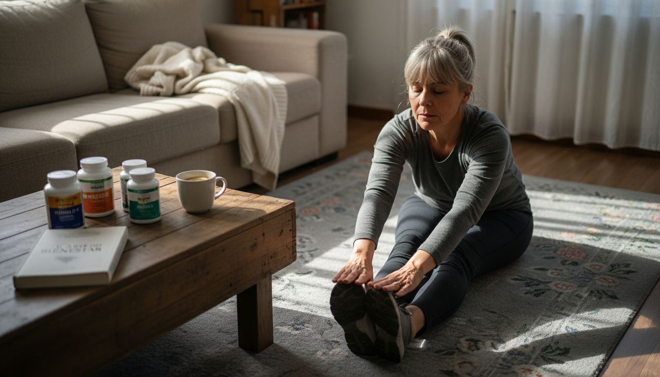 Una mujer de edad incorpora suplementos a su rutina diaria para cuidar su salud.