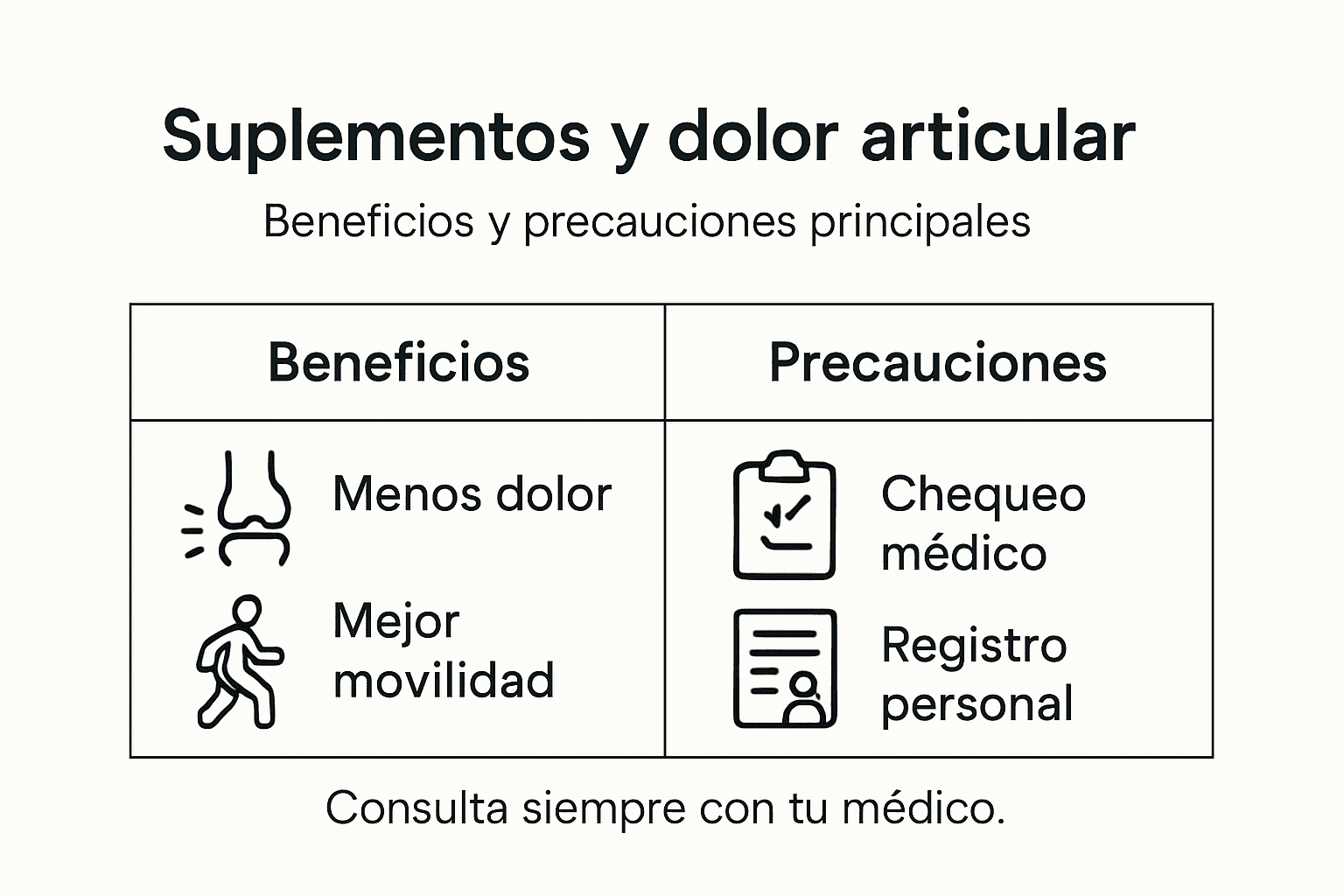 Guía visual sobre suplementos para aliviar el dolor en las articulaciones