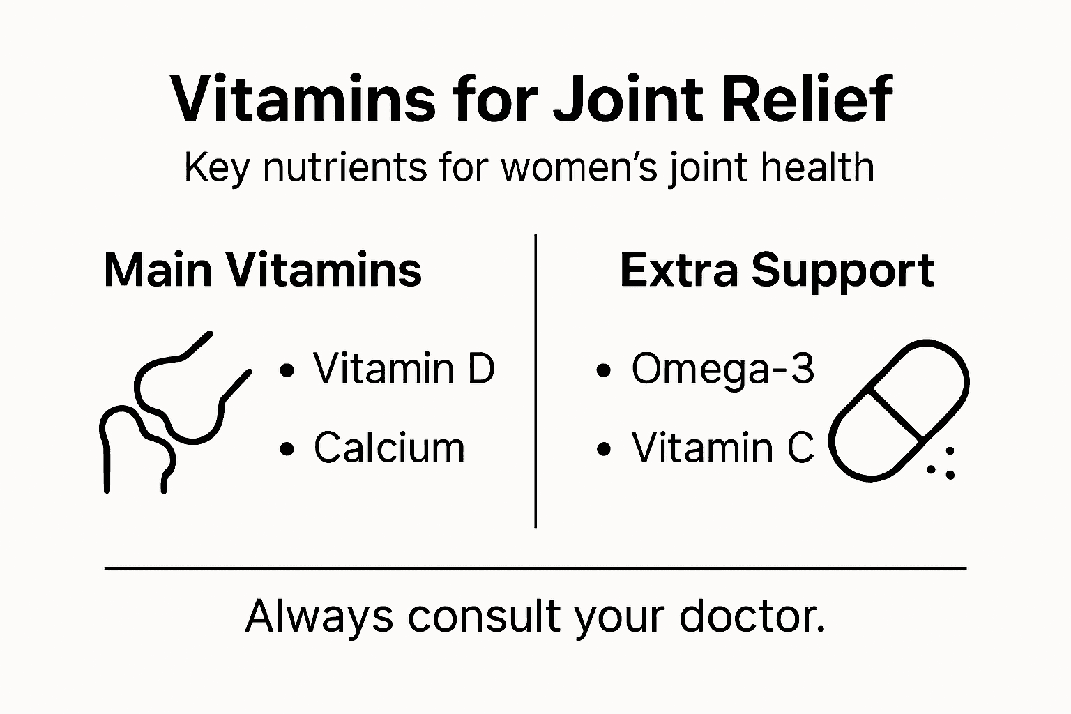 Infographic with vitamins for joint relief