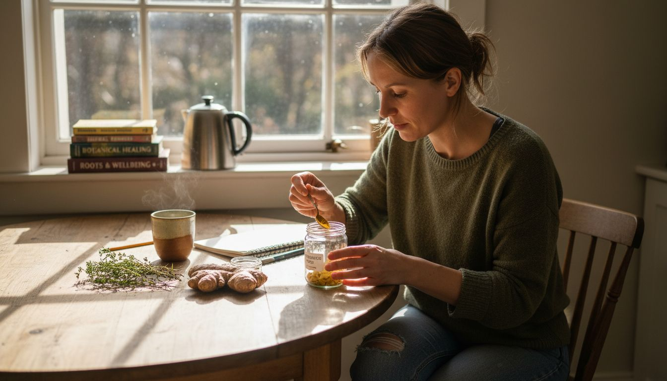 Man integrating herbs into daily breakfast