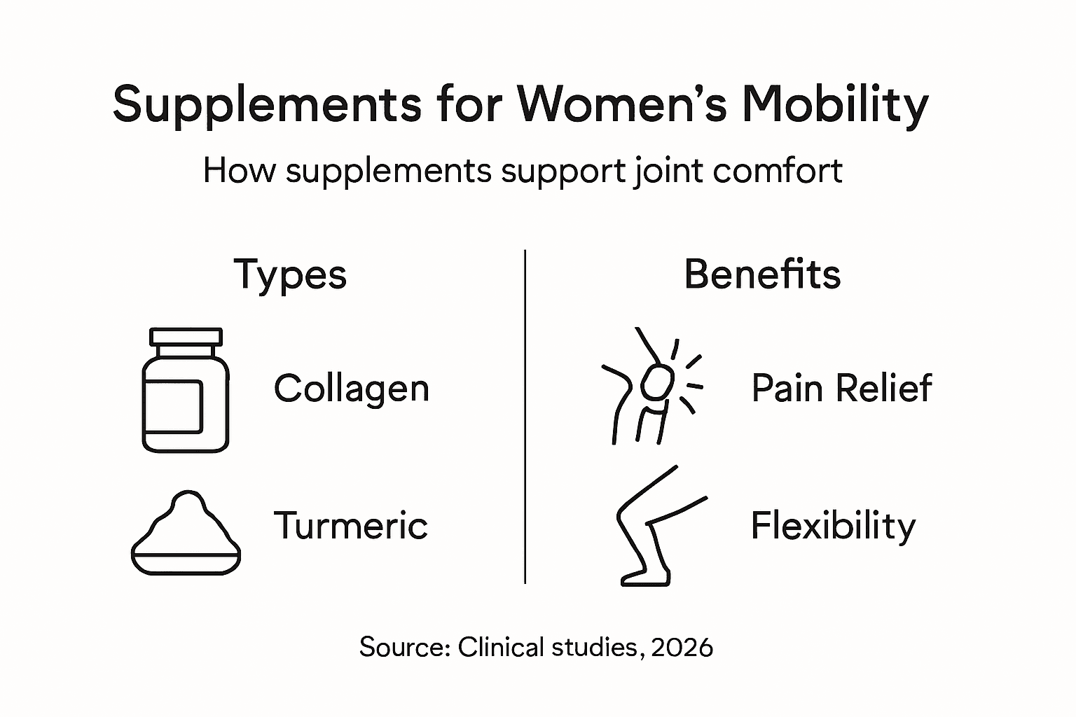 Infographic about supplements and joint mobility in women