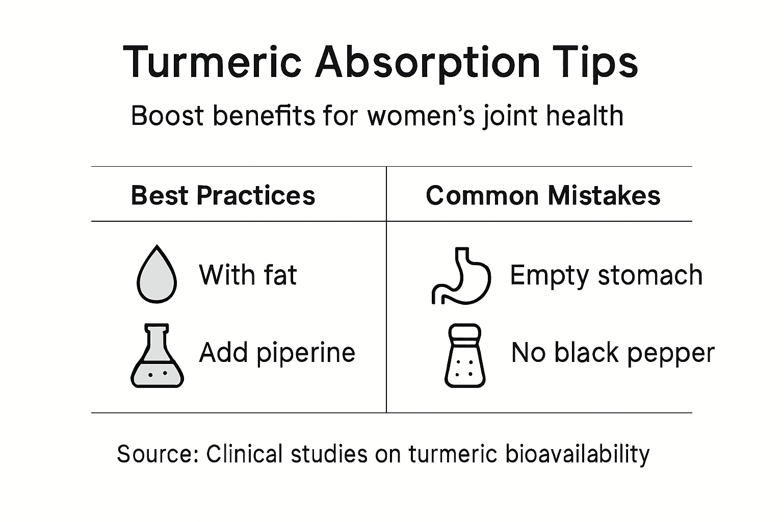 Infographic on turmeric absorption for joint health