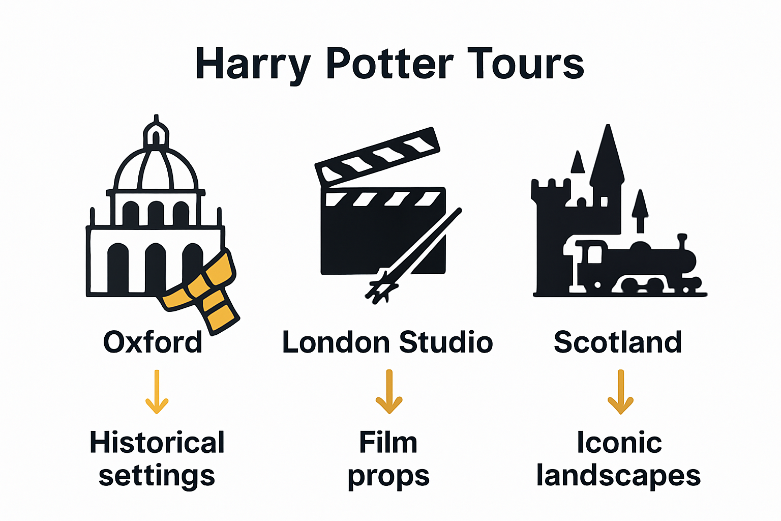 Infographic comparing UK Harry Potter tours features