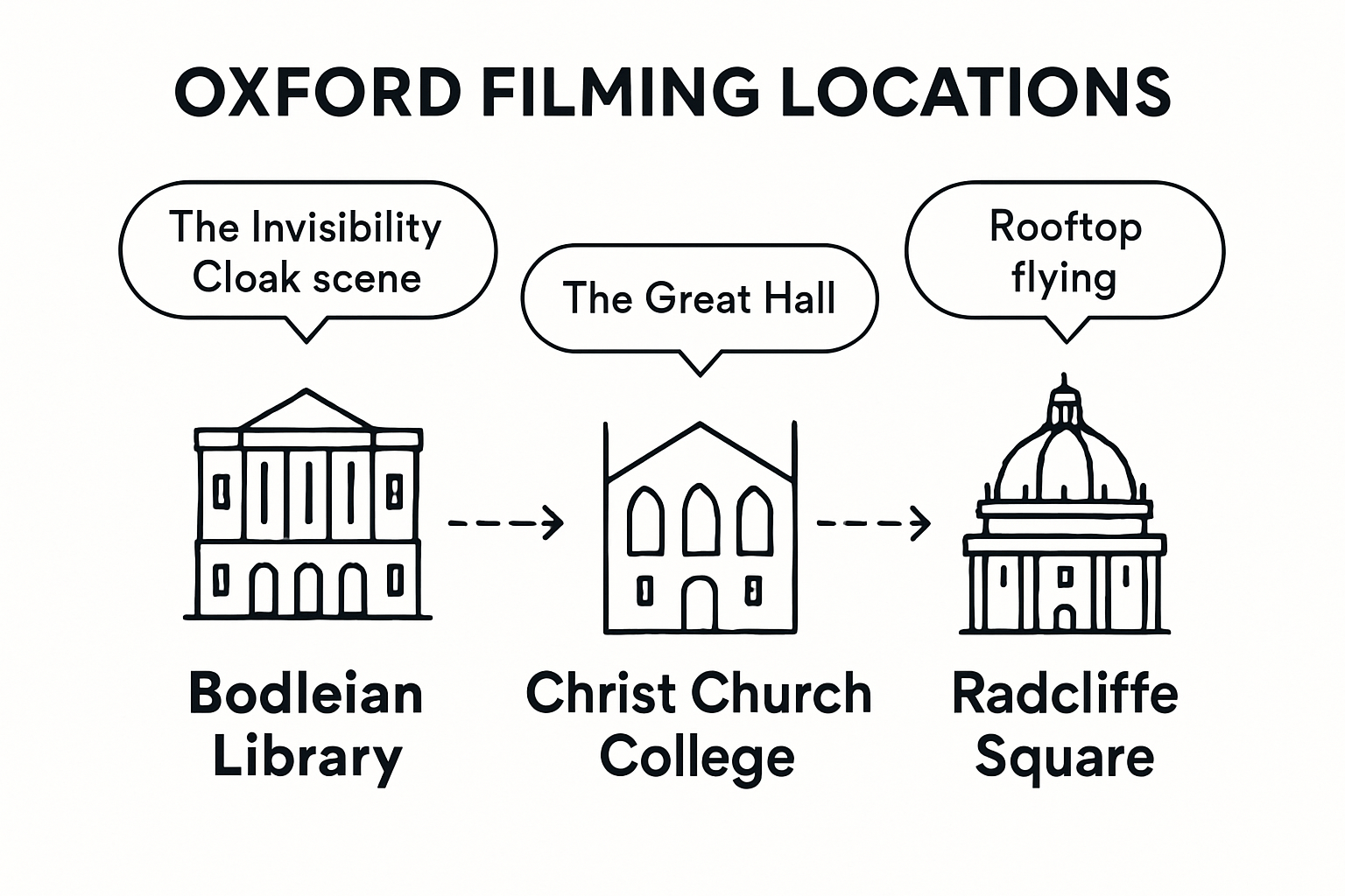 Map of Oxford Harry Potter filming highlights