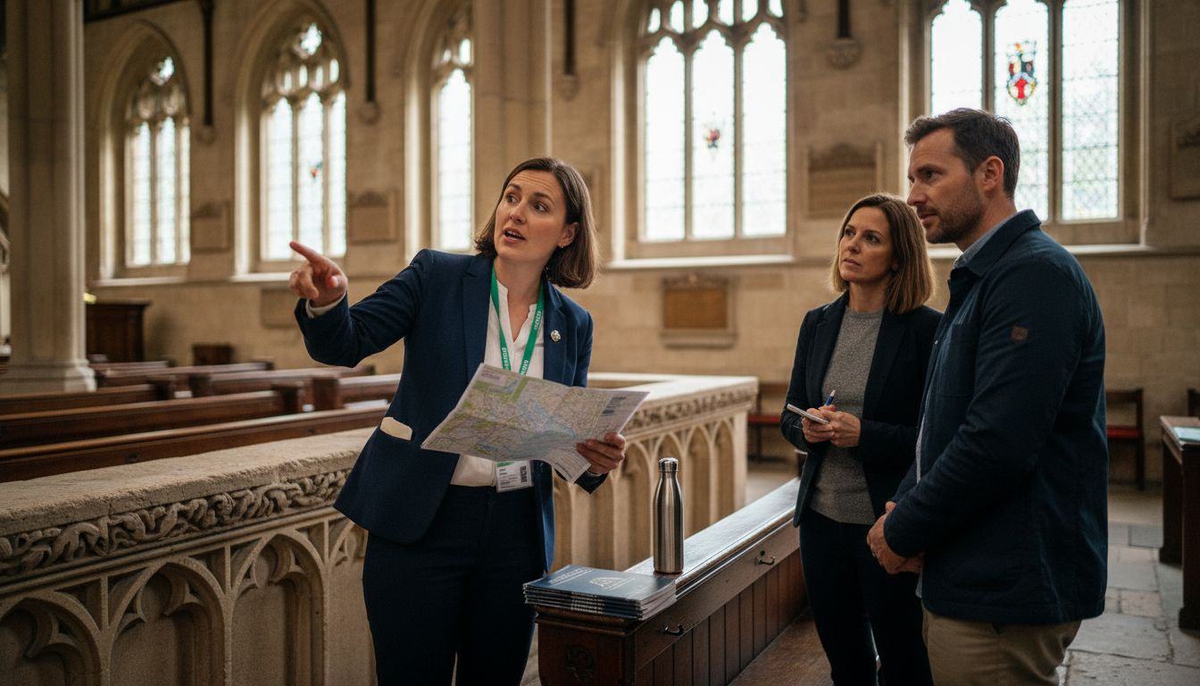 Oxford guide explaining with map and badge