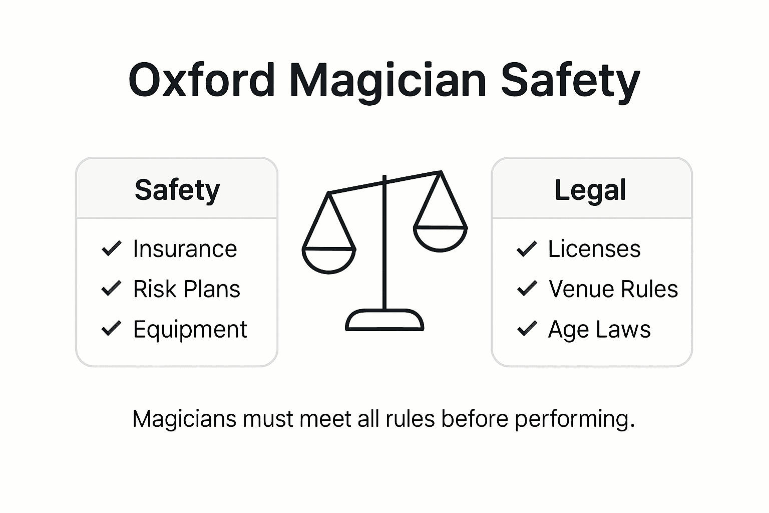 Infographic shows safety and legal aspects for Oxford magicians