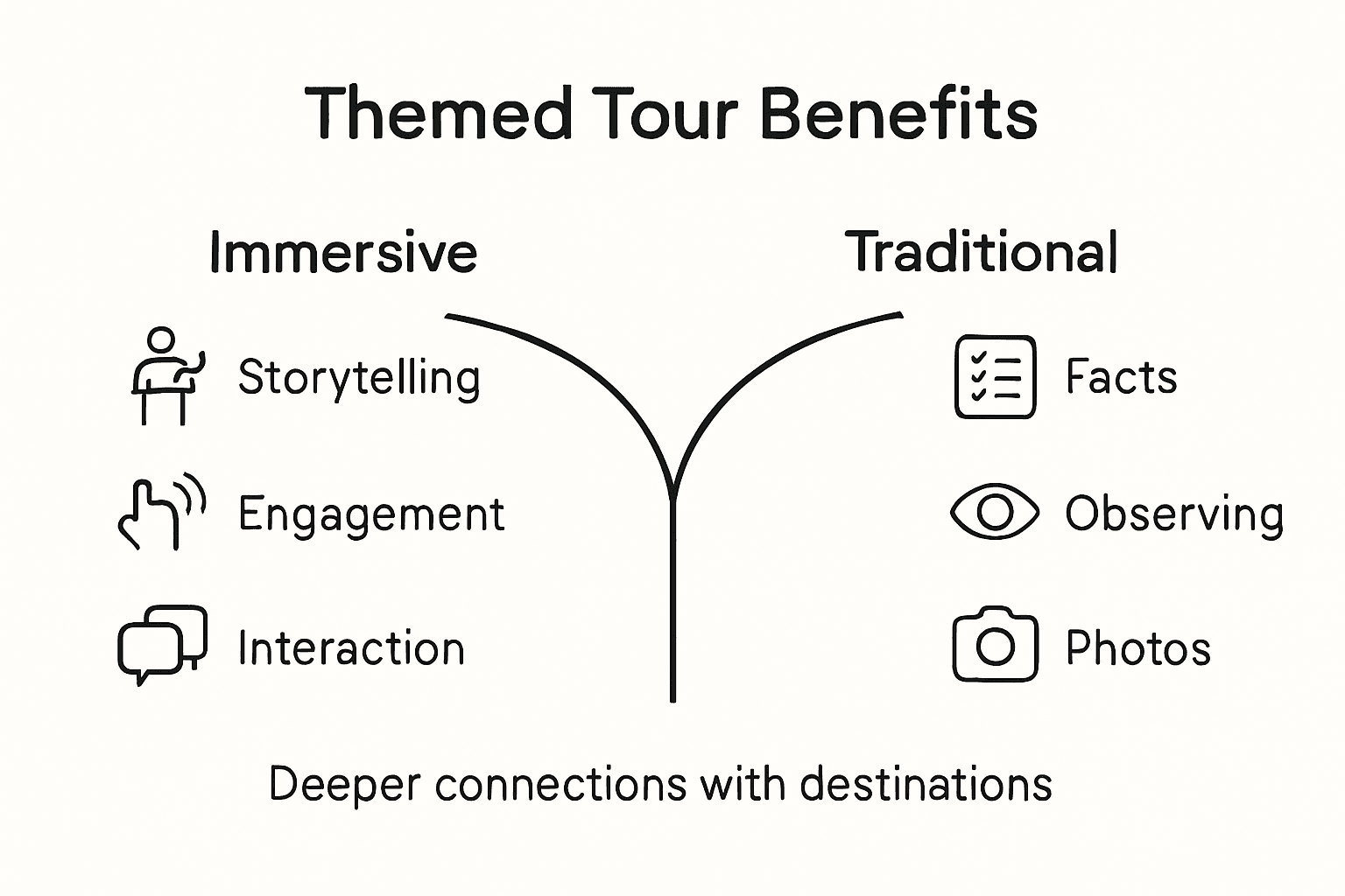 Infographic comparing themed and traditional tours