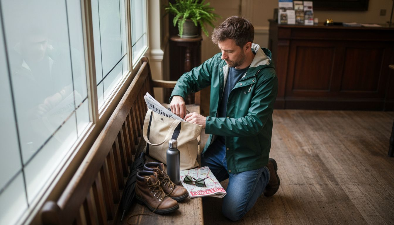 Tourist packs essentials for Oxford walking tour