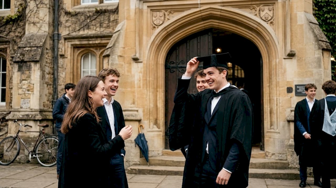 Group of students in Oxford academic dress
