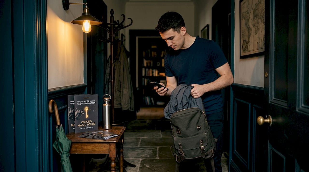 Man preparing for Oxford private tour
