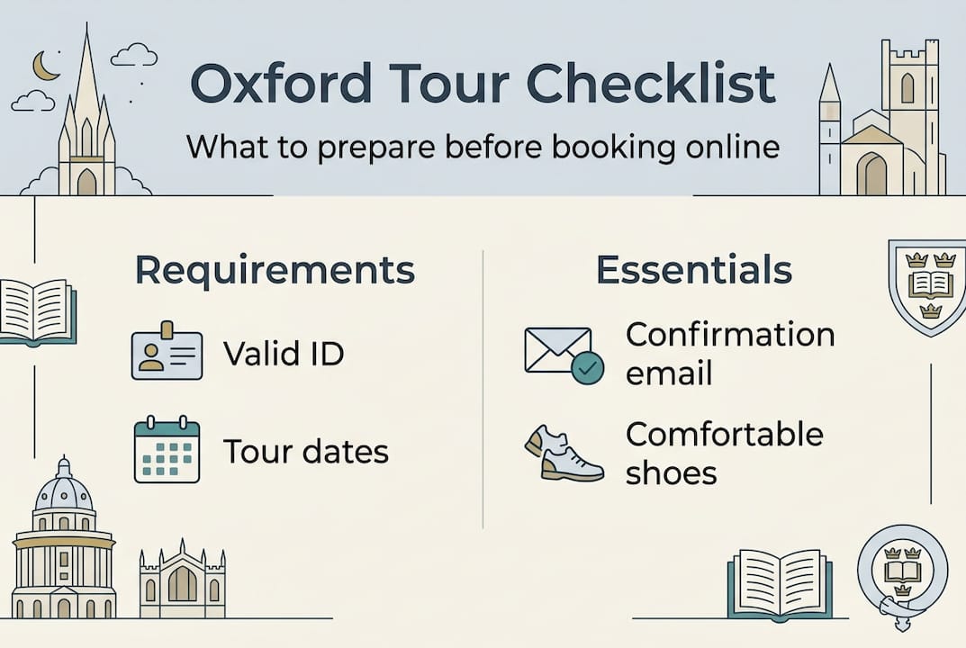 Infographic with Oxford tour booking checklist
